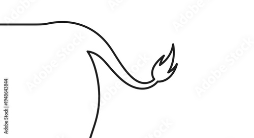 Minimalist Line Art Illustration of a Bull's Tail and Back