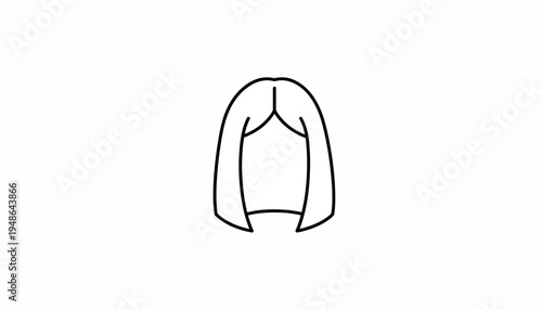Minimalist line art illustration of a woman's short bob haircut, simple and clean design