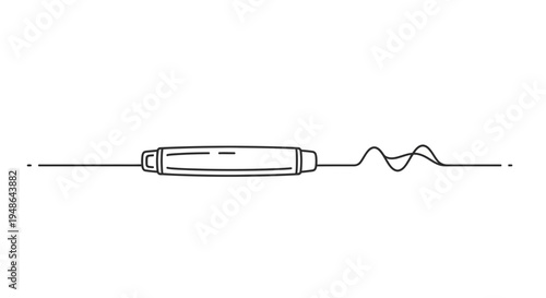 Minimalist Line Art: Medical Syringe with Wavy Line