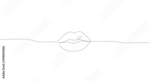 Minimalist Line Art Lips Drawing, Elegant Beauty and Sensuality Concept