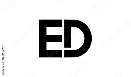 black leather belt ED Initial Monogram Logo Minimal Modern Lettermark Vector