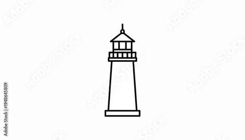 Minimalist Lighthouse Icon, Simple Line Art, Nautical Navigation Symbol, Coastal Beacon