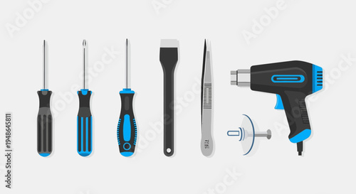 Essential Electronics Repair Tools for Gadget Maintenance, Gray Background