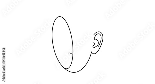 Minimalist Line Art Drawing of a Human Face Outline and Ear