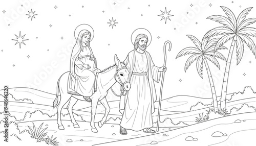 Journey to Bethlehem Nativity Scene Donkey Ride Christmas Story Religious Holiday Art Family Travel Hope