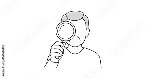 Man searching with a magnifying glass.