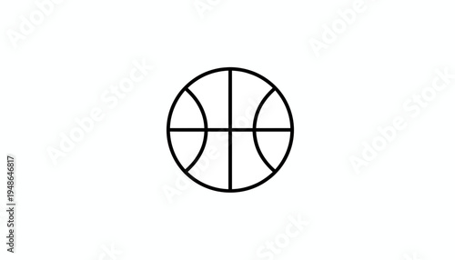 Minimalist Basketball Icon - Simple Line Art Symbol of Sport and Game