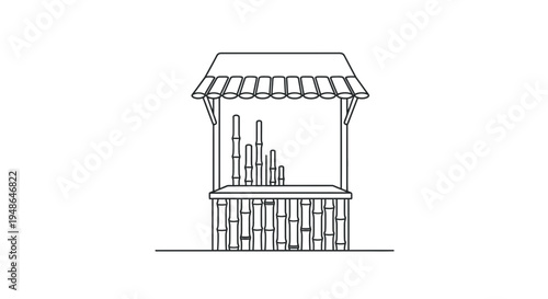 Minimalist Bamboo Stall Structure with Decorative Elements