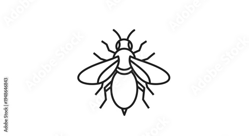 Minimalist Bee Icon, Simple Line Art Insect, Vector Graphic for Nature and Summer Themes