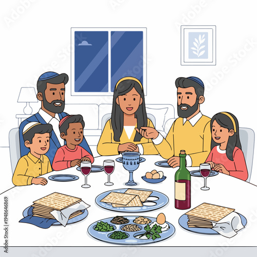 Family celebrating a tradition together at a table