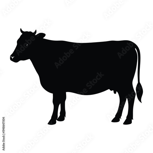 Large Farm Cow Silhouette Vector Icon