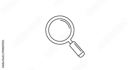 Magnifying glass icon, simple outline, search symbol, discovery tool, investigation concept