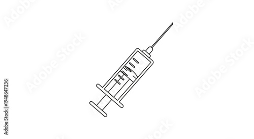 Medical Syringe Icon, Simple Line Art Illustration, Healthcare and Medicine Concept