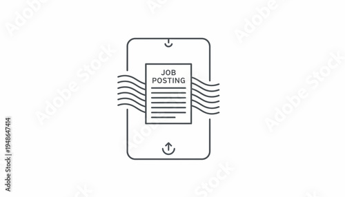Job Posting on Mobile Phone Screen with Waves of Information Flow