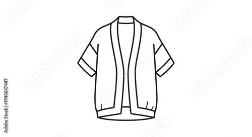 Kimono Jacket Outline Icon, Fashion Clothing Sketch, Minimalist Apparel Design