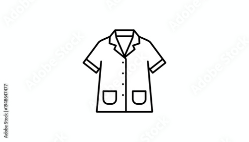 Lab Coat Icon, Medical Uniform, Healthcare Professional Clothing, Simple Line Art