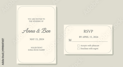 Elegant Wedding Invitation and RSVP Card Design.