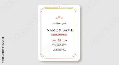 Elegant Wedding Invitation Design with Couples Names and Event Details.