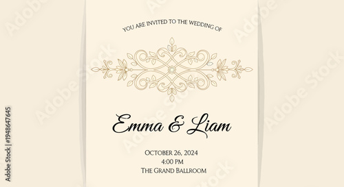 Elegant Wedding Invitation Design for Emma and Liam.