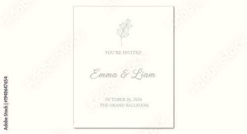 Elegant Wedding Invitation Design with Floral Accent.