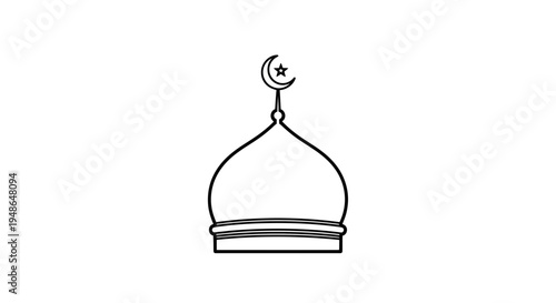 Islamic mosque dome with crescent moon and star, architectural symbol