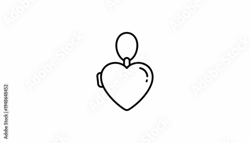 Heart Locket Pendant Icon Outline Vector Illustration