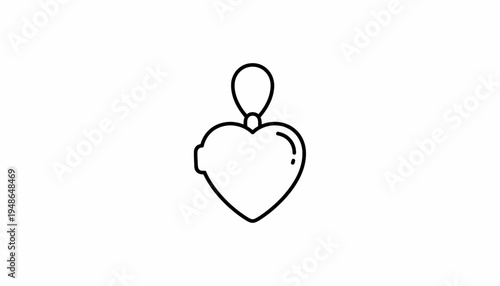 Heart Locket Pendant Icon, Love Symbol, Romantic Jewelry, Outline Vector