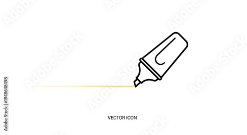 Highlighter Marker Drawing Yellow Line Vector Icon