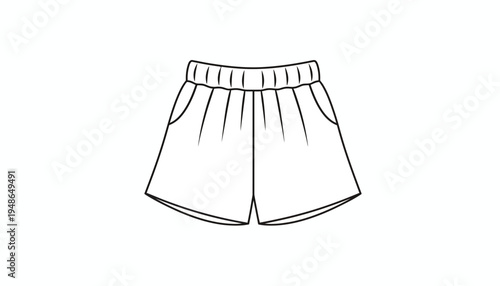 Fashion Sketch of Casual Shorts with Pockets and Elastic Waistband