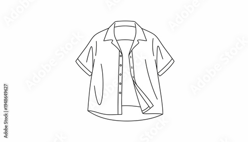 Fashion Sketch: Short Sleeve Button-Up Shirt with Collar and Pockets