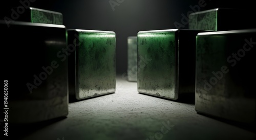 Abstract Geometric Blocks in a Dimly Lit Space
