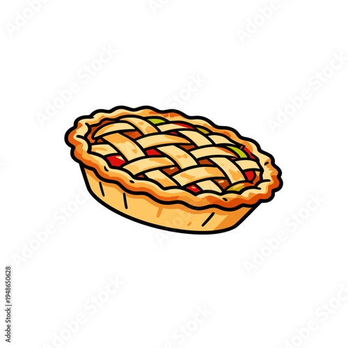 [Vector EPS]Delicious lattice - topped fruit pie with various fillings