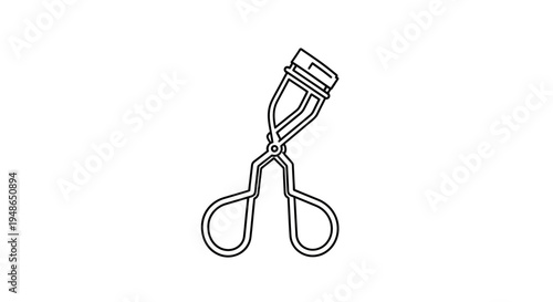 Eyelash Curler Icon, Beauty Tool for Makeup, Cosmetic Accessory, Black and White Line Art
