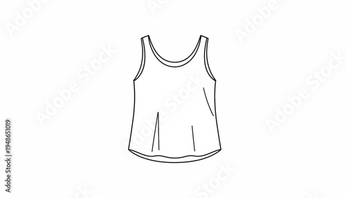 Fashion Flat Sketch: Women's Tank Top with Pleated Front, Vector Illustration
