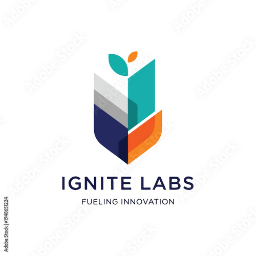 Free Download Colorful logo featuring abstract shapes and a leaf-like element - GFXLoad