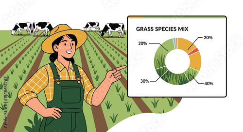Farmer Explaining Grass Species Mix Data.
