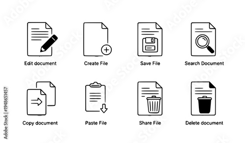 Document Editing Icons Vector Set