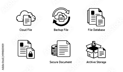 Digital File Storage Icons Vector Collection