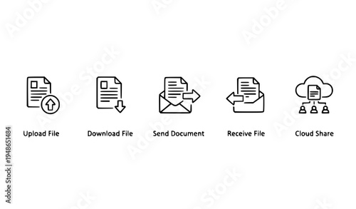 File Sharing and Transfer Icons Vector Set