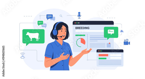 Veterinarian Providing Online Consultation for Animal Breeding.