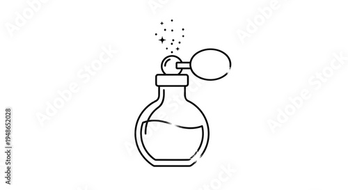 Elegant Perfume Bottle Icon with Spray Mist and Sparkles