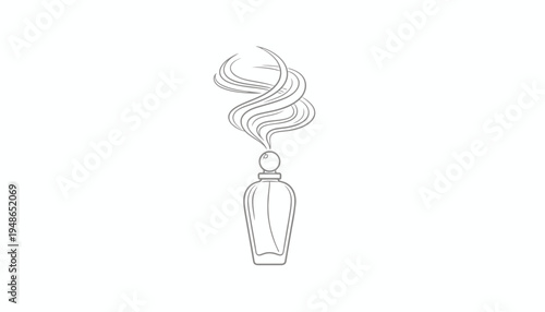 Elegant Perfume Bottle with Swirling Scent Illustration