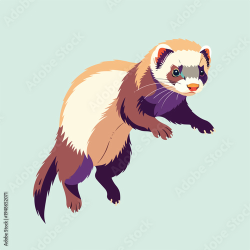 Digitally rendered image of a ferret with various brown hues