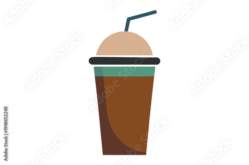 Simple illustration of a layered iced coffee in a plastic cup