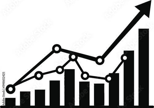 A black and white graph showing an overall upward trend in data