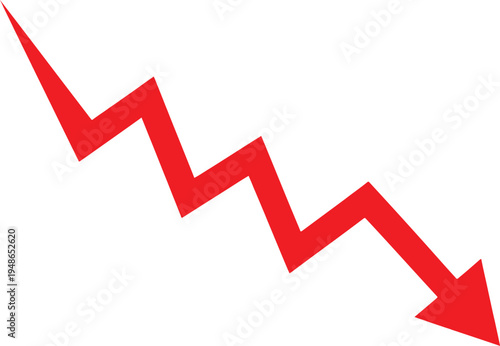 Declining trend graph with red arrow