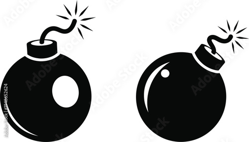 Two black bomb icons with lit fuses and sparks
