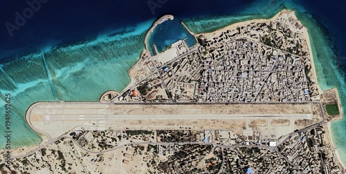 Aerial View of Kharg Island Oil Terminal, Iran
