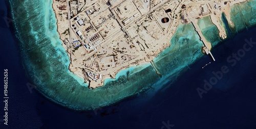 Aerial View of Kharg Island Oil Terminal, Iran