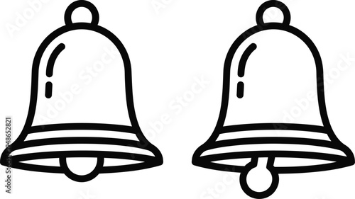 Two simple line drawings of bells